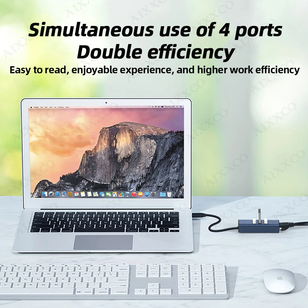 Alumínio Alloy Usb Hub Splitter Várias Portas Multi Usb 3.0 Hub 3.0 Acessórios para Computador com Rj45 - Imagem 2