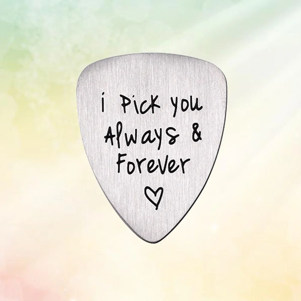 

Titanium Steel Carved Guitar Pick I Pick You Always & Forever Letter Engraved Ukulele Pick Musical Instrument Accessory