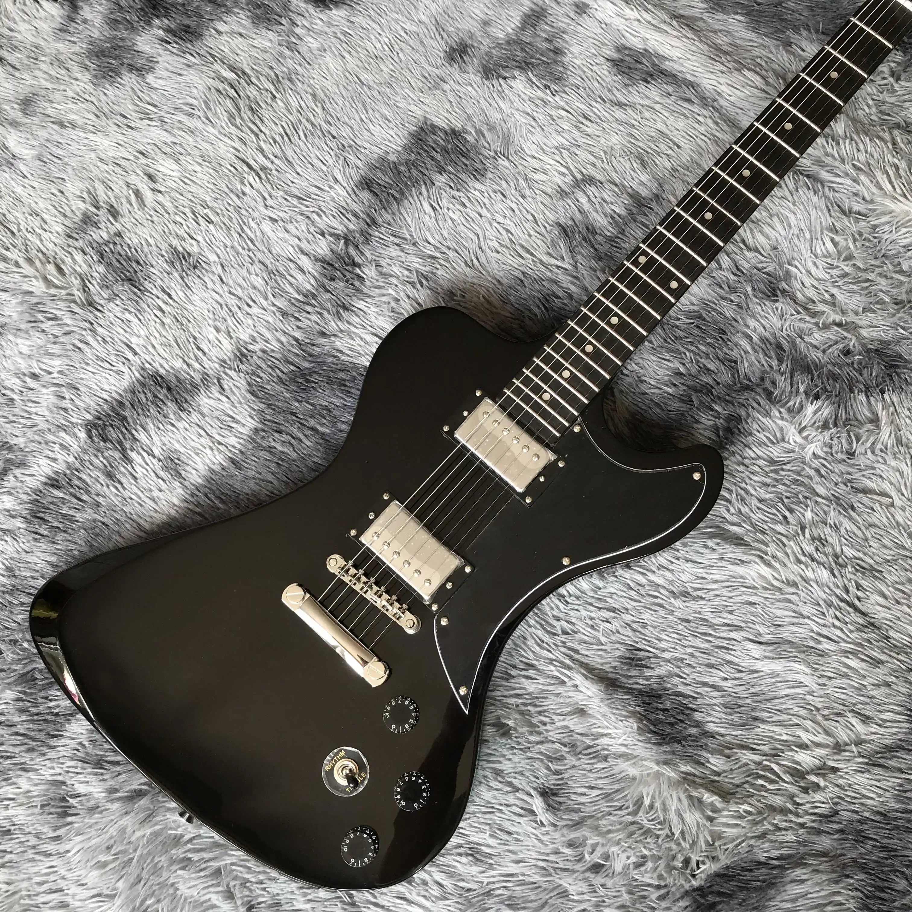 

Free shipping,Black, special-shaped, white decoration, electric guitar,2022 new pop, high-end custom,