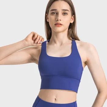 Solid Color Women Fitness Sporty Bra Top Gym backless Athletic Back Cutout Cross Tight Workout Soft 1