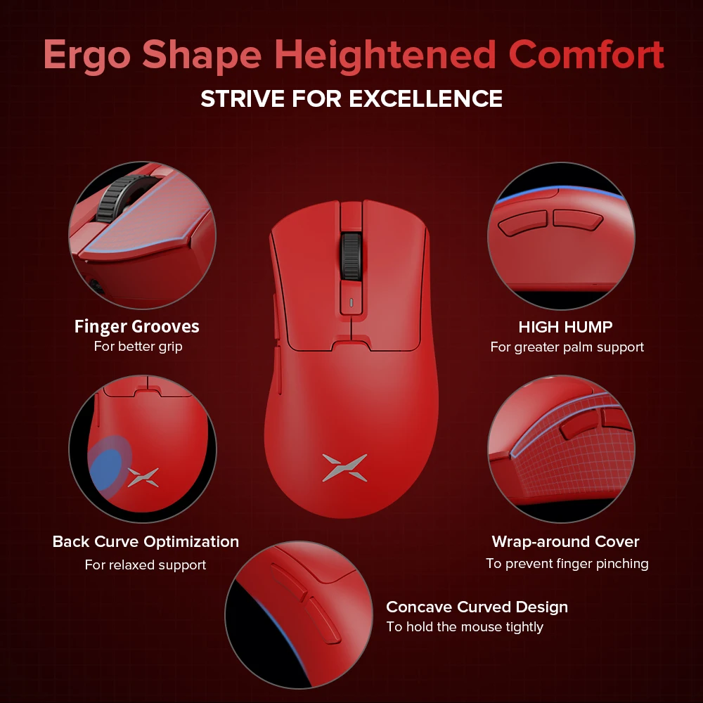 Delux M900 PRO Wireless Gaming Mouse Ergonomic 8K Polling Rate PAW3395 BK3633 63g RGB Charging Dock for Right Big Hand PC Laptop
