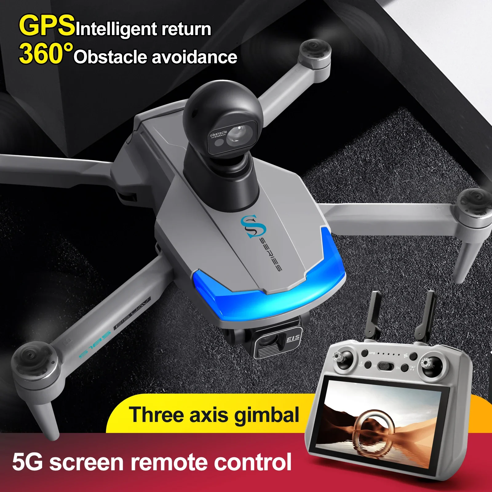 Drone Pro S185 2.7K HD Double Caméra GPS 5G Moteur Brushless
