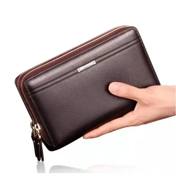 Pochette In Pelle Per Uomo Portafoglio Lungo Moda Borsa Di Lusso Borsa Quadrata Bolsas Card Phone Pouch Hand Porter Bag Uomo Necessaire