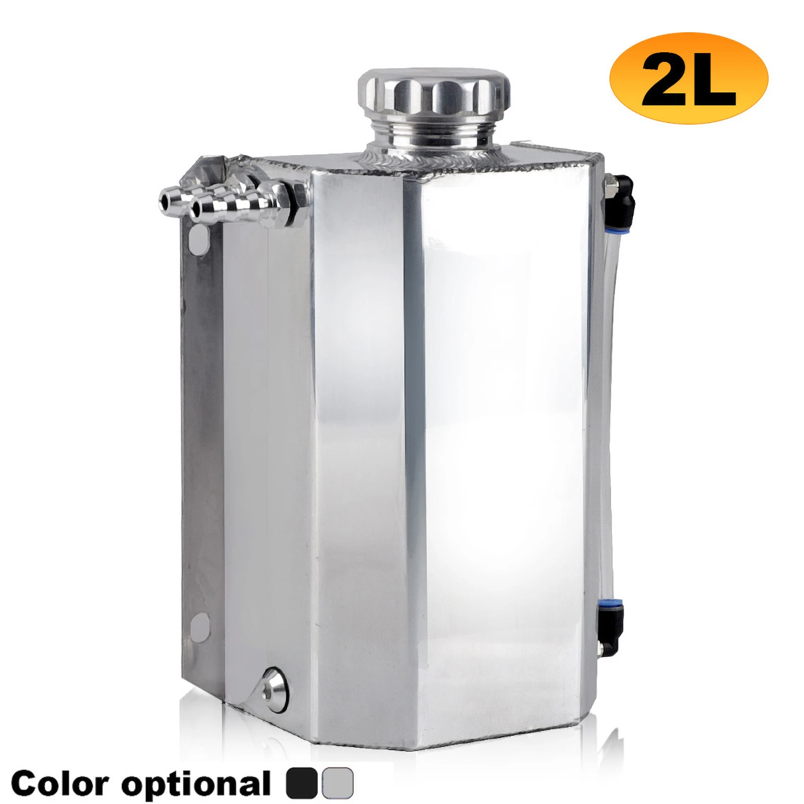2L Aluminum Oil Catch Can Breather Tank Universal Fuel Gas Catch Coolant  Radiator Overflow Tank