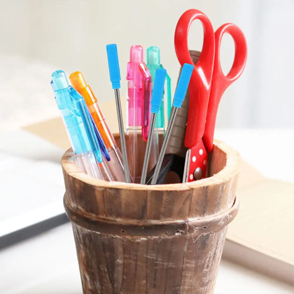 30Pcs 블루 볼펜 리필 크리 에이 티브 부드러운 쓰기 사무실 학교 가정용 학생 노트 리필 대량 파티 선물