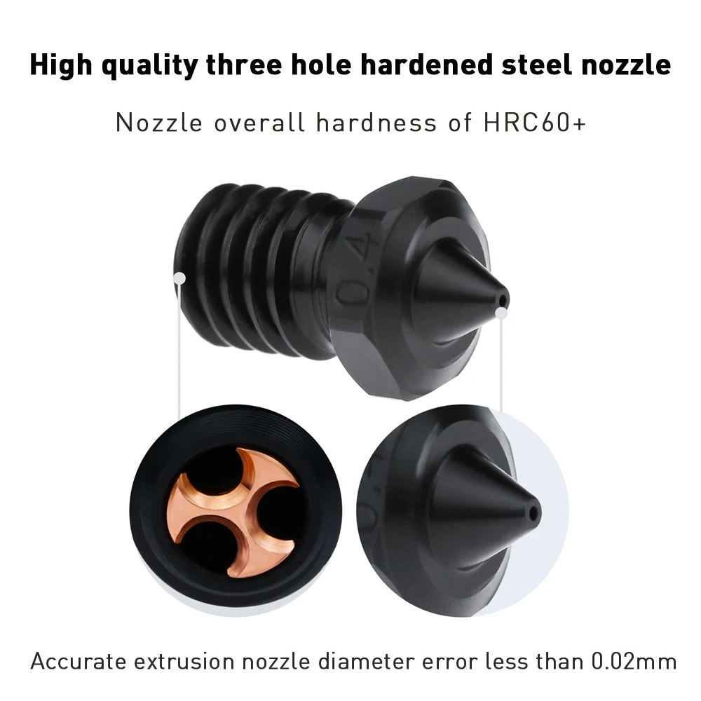 

New E3D V6 High Flow CHT Hardened Steel Nozzle High Speeding Printting 500° Three-eyes Clone Nozzles Fit Voron E3DV6 3D Printer