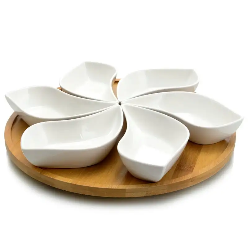 

Modern 13.5 inch 7 Piece Lazy Susan Appetizer and Condiment Server Set Kitchen gadgets посуда Dosificador de aceite cocina