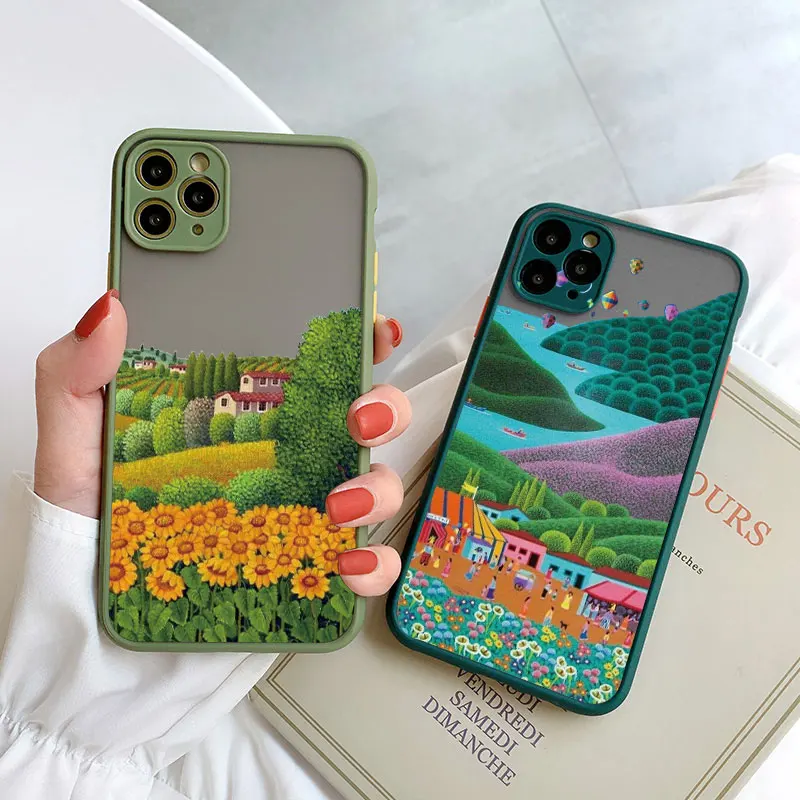 

Pastoral Landscape Oil Painting Phone Case For iPhone 15 7 8 Plus SE2 12 13 11 Pro Max Mini 14 Plus Pro Max X XR XS Back Covers