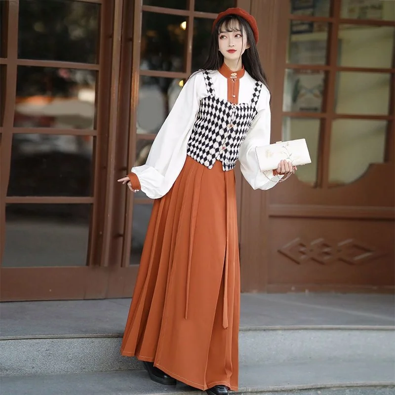 

Han Xuming Women's Autumn and Winter Suit Han Element Improvement Recalling Beauty Coat Collar Drape Coat Daily Mamianqun