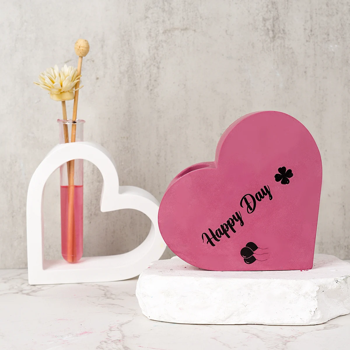 Heart Shape Flower Pot Silicone Mold DIY Love Hydroponics Test Tube Vase Making Plaster Resin Casting Molds Home Deco Craft Gift