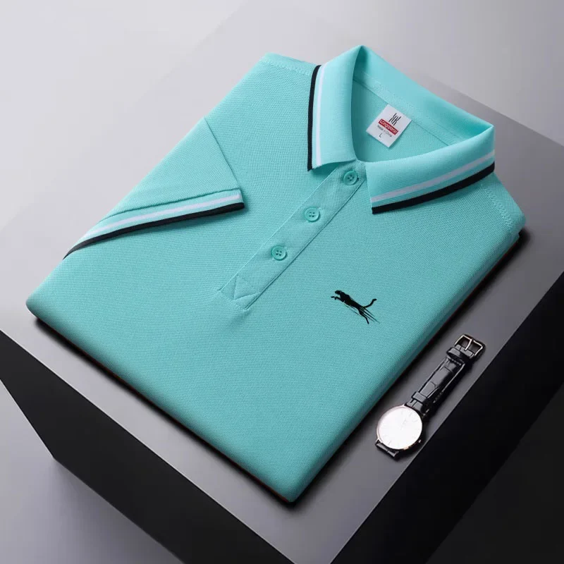 

High quality men's golf polo shirt 2024 summer new high-end business casual lapel short sleeved T-shirt top M-5XL