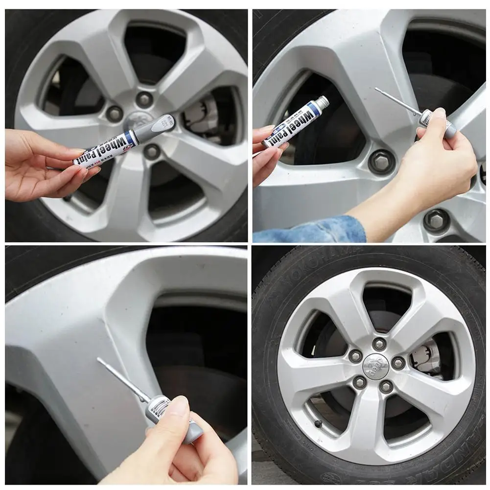 Wheel Repair Kit Wheel Rim Repair Paste Aluminum Alloy Wheel Hub Renovation Paint Brush Wheel Hub Repair Automobile Pen Silver Scratch Spray Paint