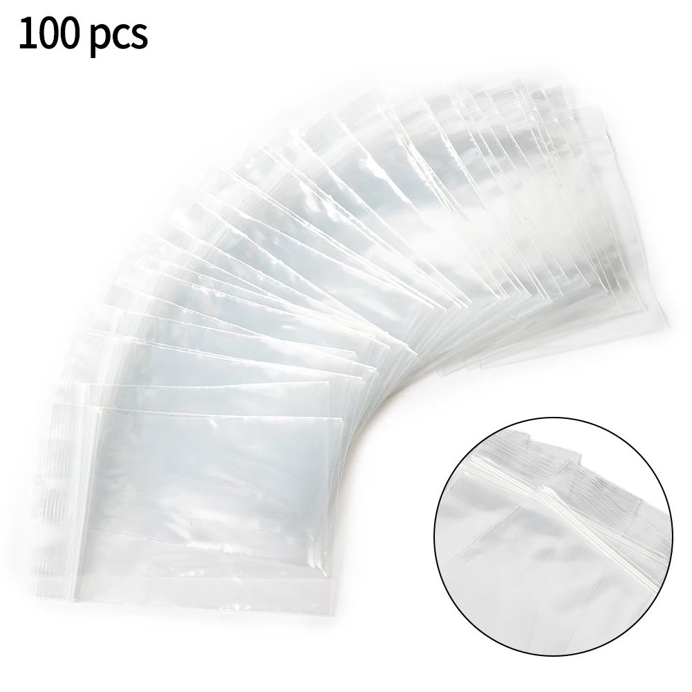 100Pcs Small Clear Vacuum Bags Plastic Baggies Baggy Grip Self Seal Resealable Zip-Lock For Kitchen Food Mini Tool Parts Storage 4