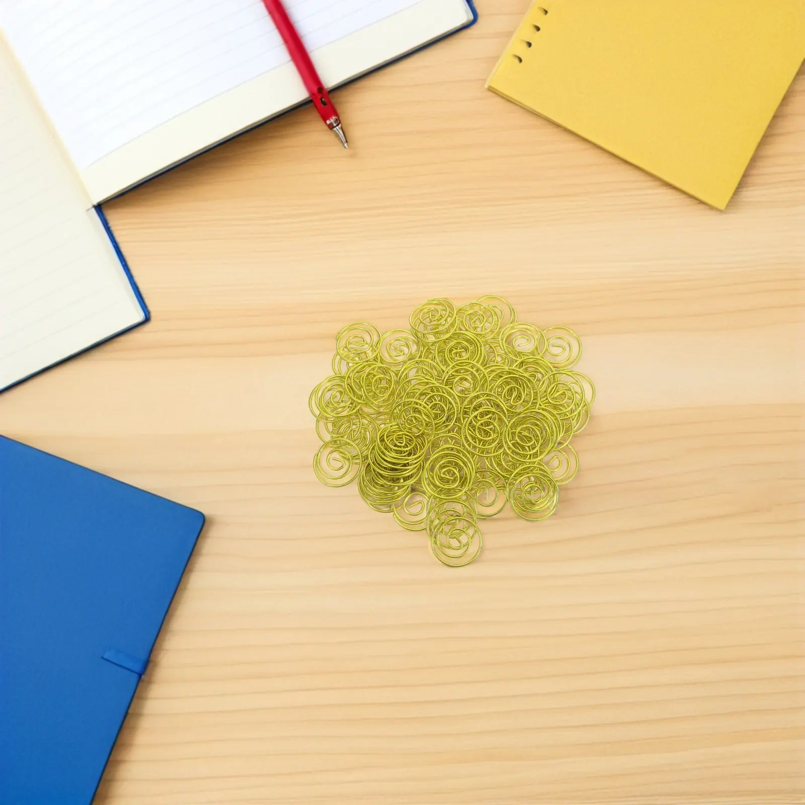 100Pcs 금속 원형 종이 클립 작은 원형 와이어 종이 클램프 문서 정리 도구 파일 정렬 북마크 클립