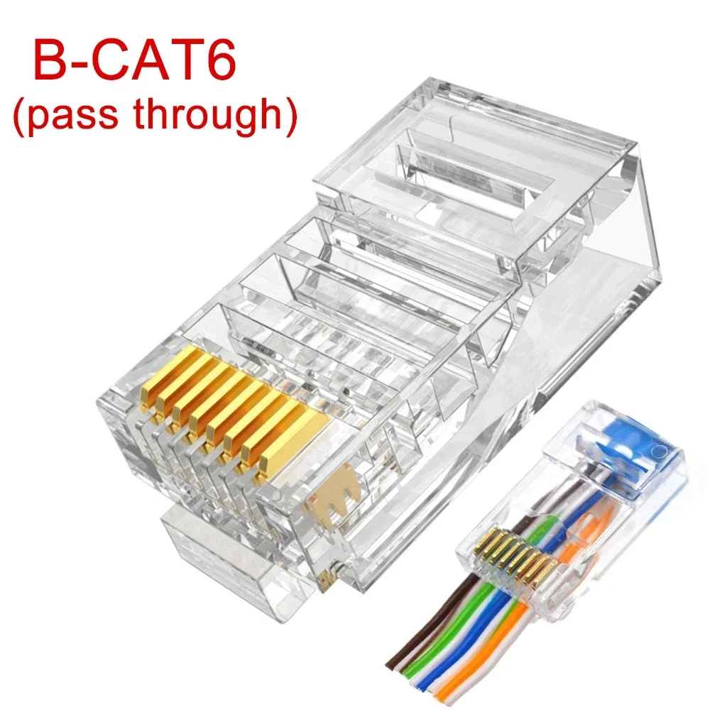 50/1Pcs CAT6 RJ45 Ends Ethernet Cable Crimp Pass Through Connectors CAT5E UTP Network Unshielded Modular Plug for PC Computer ethernet network plug,network cable connector,ethernet cable connector