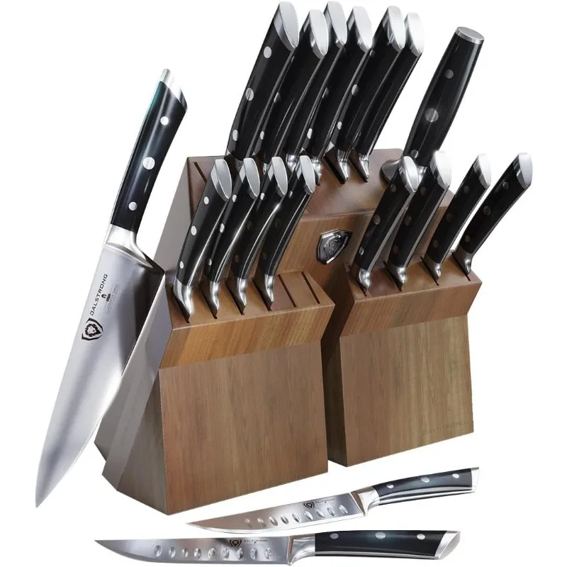 

Kitchen Knives DALSTRONG Knife Block Set - 18 Piece Colossal Knife Set - High Carbon German Steel - Acacia Wood, NSF Certified