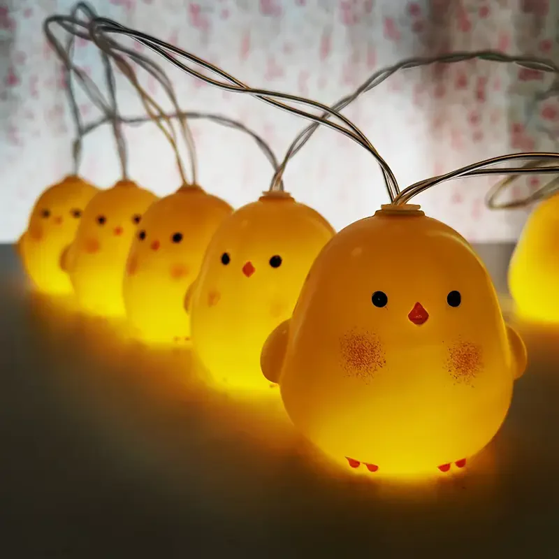 LED Fairy Lights with Yellow Chick & Duck Design - Festive Decorative String Lights