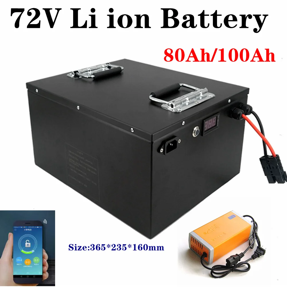 

72V 80Ah 100Ah With Bluetooth Li ion Battery For Motorcycle Forklift Crane truck With 84V Charger