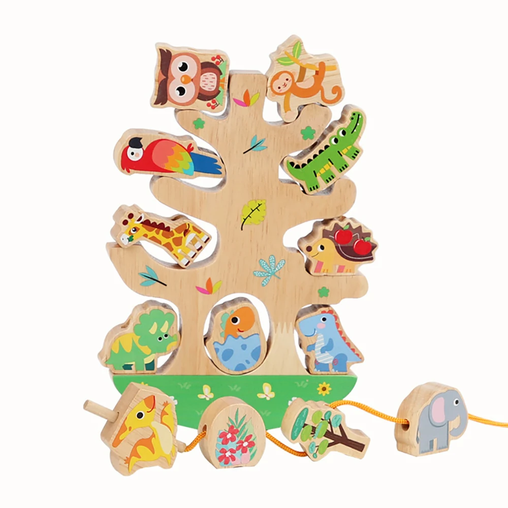 Wooden Balance Tree, Montessori Educational Toys for 3+ Years Old Stacking Blocks Develops Fine Motor Skills&Cognitive Abilities