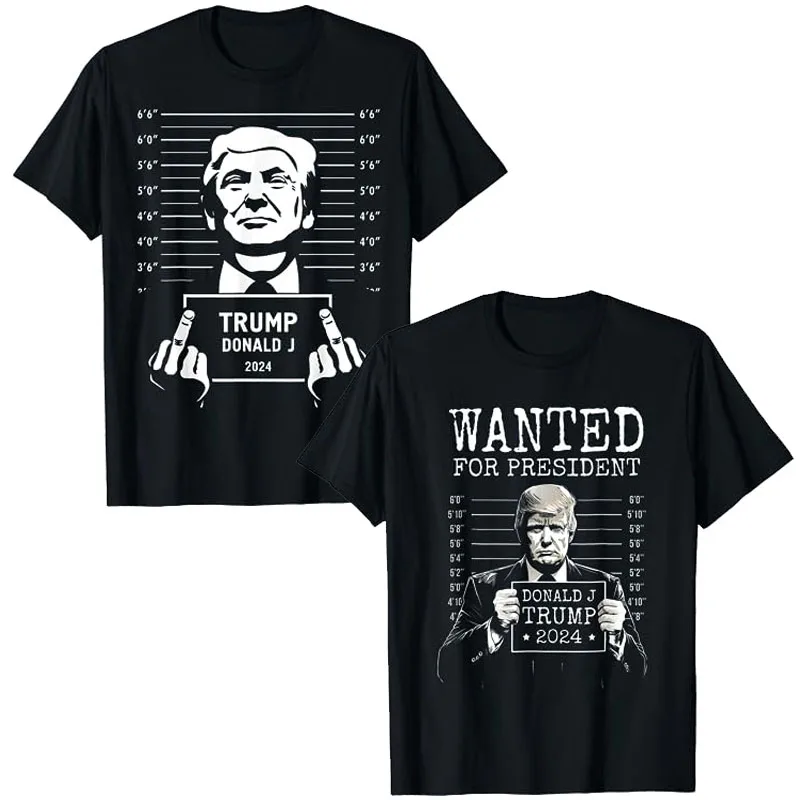 

Trump 2024 Mugshot Style Poster T-Shirt Wanted for President 2024 Election Donald Trump Tee Y2k Top Pro-trump Political Apparel