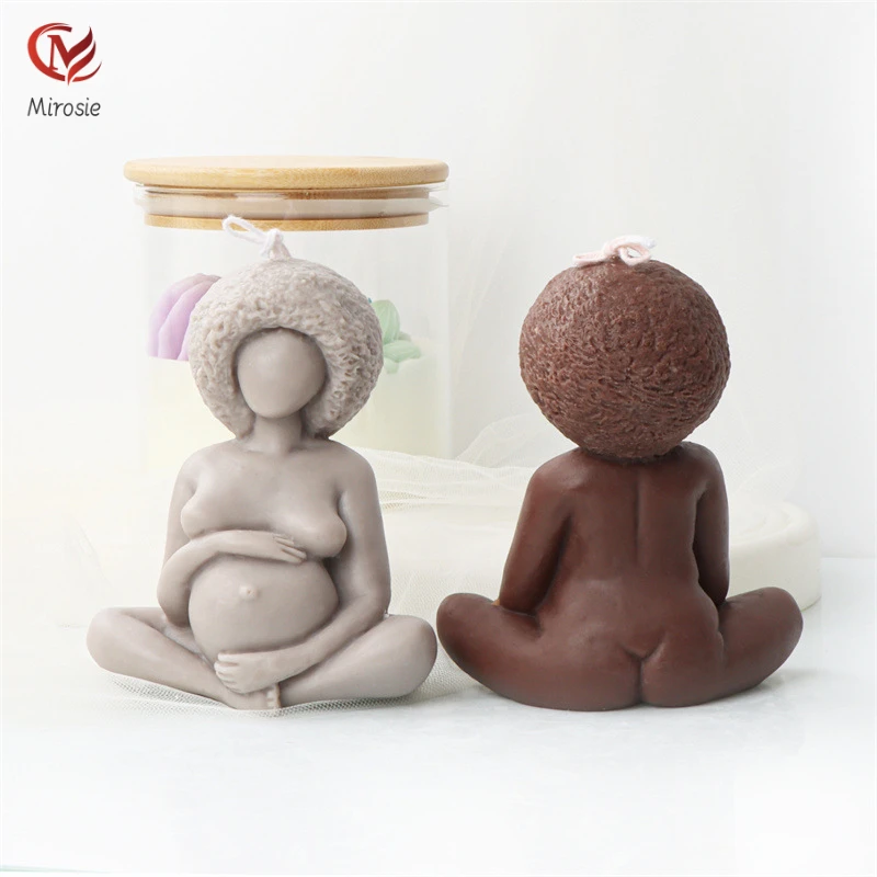 

Mirosie Silicone Couple Human Body Candle Mold 3D Pregnant Woman Happy Family Wedding Decor Aromatherapy Plaster Mold