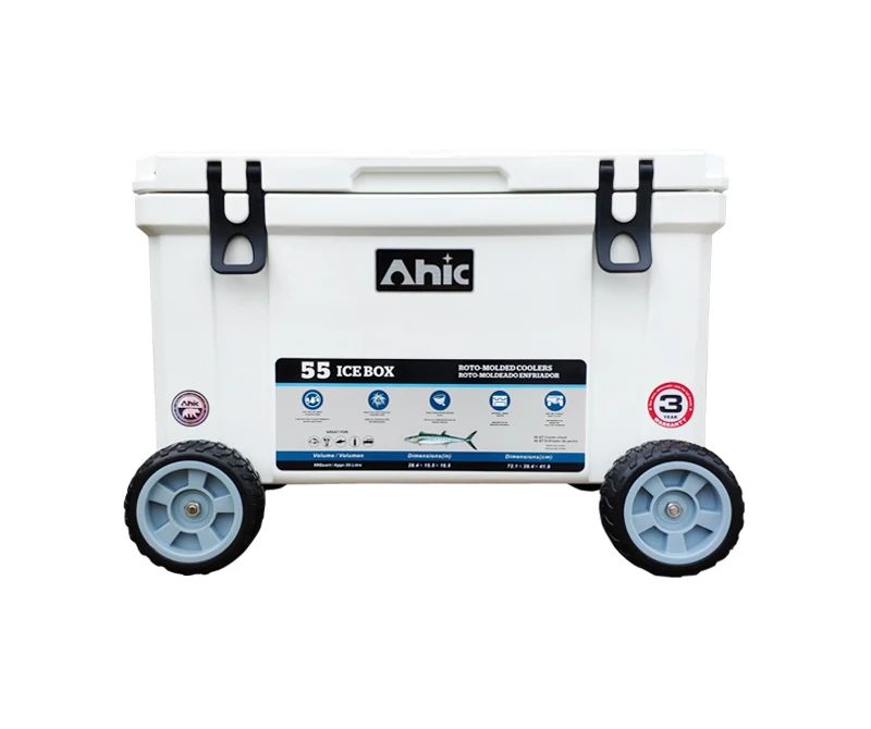 50l Plastic Large Cooler Plastic Can Beer Insulated Food Box Ice Chest Cooler Box With Wheel For Outdoor Fishing
