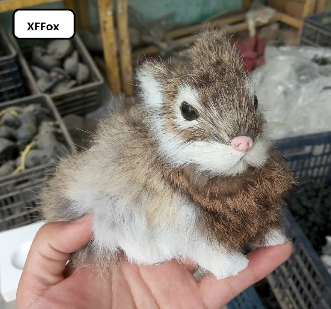 

Новый милый кролик реальной жизни Модель из пластика и меха хаки кролик подарок около 14x8x10 см xf1969