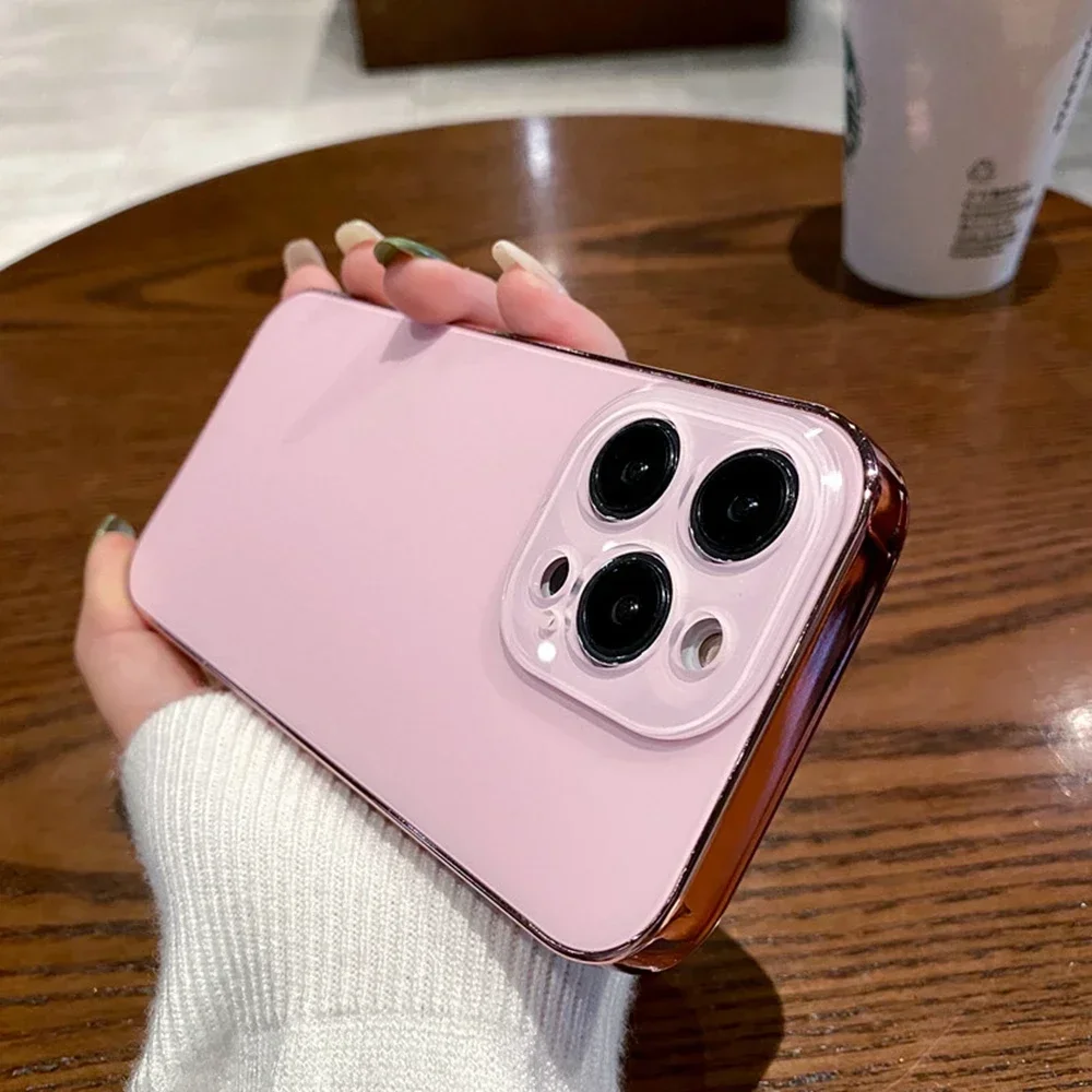 thumbnail image 1 of Funda fina mate Fashion AG para iPhone 11 12 13 14 15 16 Pro Max iPhone 15 Pro 16ProMax Protector de lente de vidrio Cubierta de parachoques chapada, 1 of 5