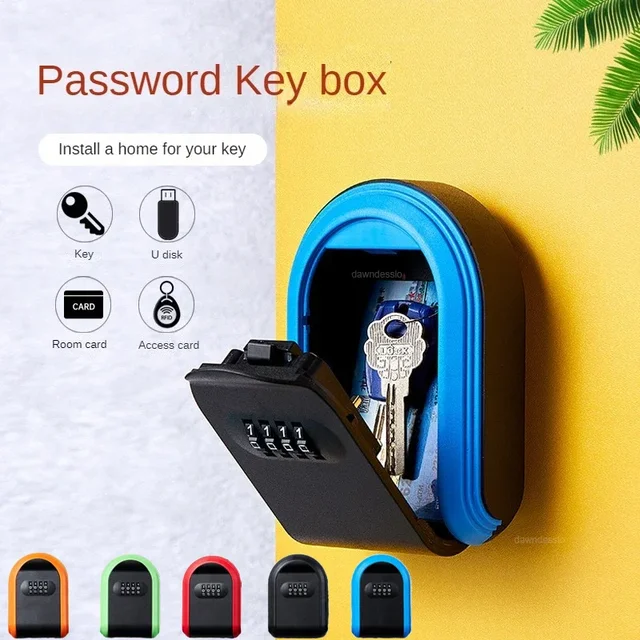 Wall Mounted Key Storage 4 Digit Combination Key Safe Storage Lock Box Plastic Key Safe Box Indoor Outdoor Use For Home Office 5