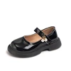 Girls Chic Leather Shoes Princess Sweet Black Mary Janes with Pearl Pendant for Wedding Party Back To School Dress Flats 26-36 6