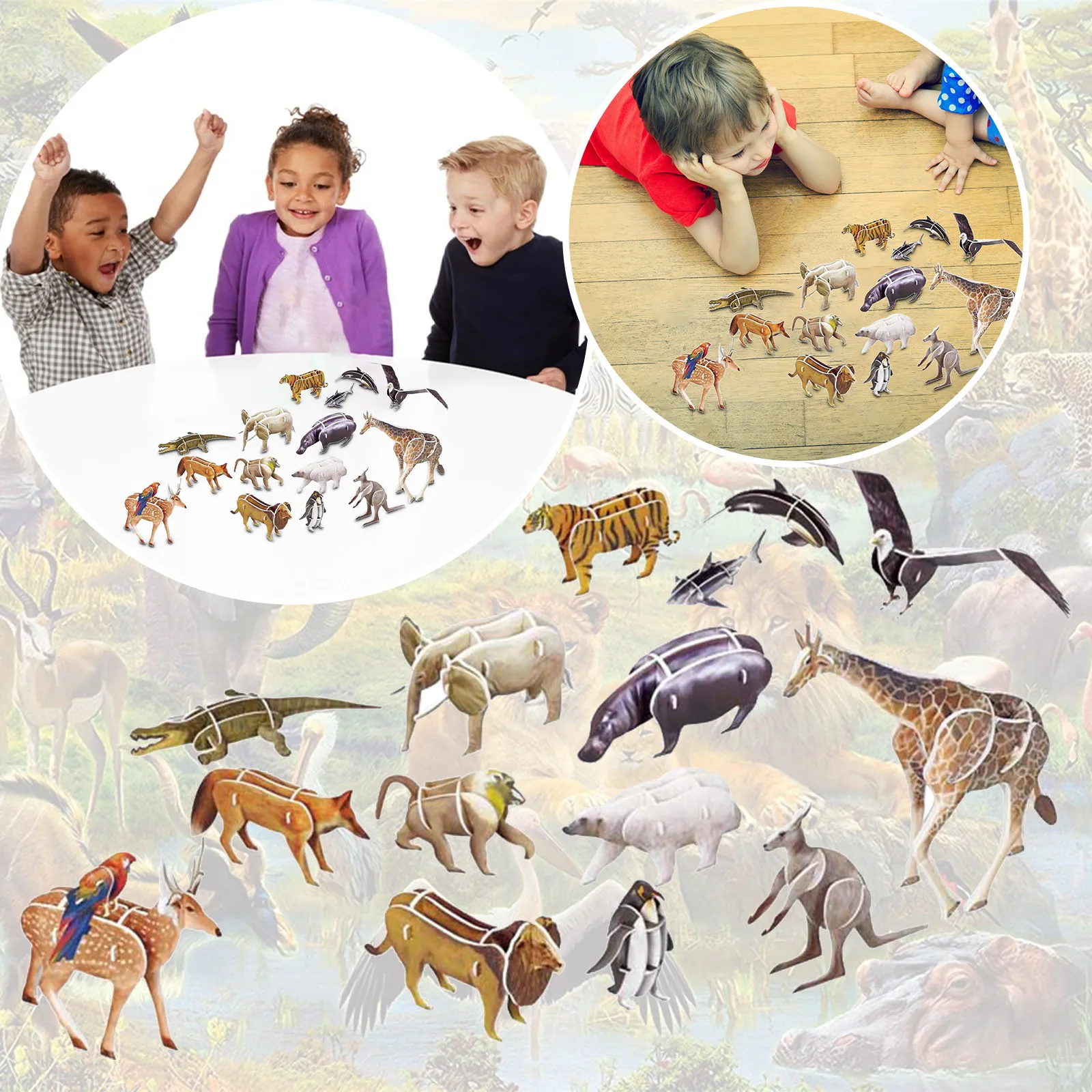 3D Paper Puzzle 3 Assorted Ice World Animals Cardboard Models DIY Kit For 6+ Arts And Crafts for Kids Ages 8-12 Girls Jewelry