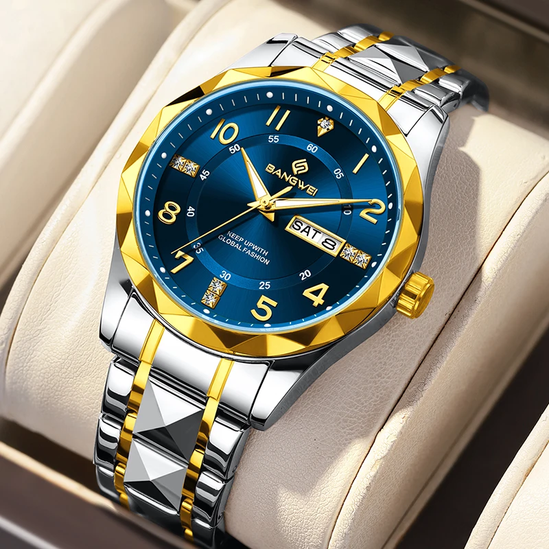 BANGWEI New Original Diamond Quartz Watch for Women Fashion Elegant Ladies Watches Stainless Steel Waterproof Women's Wristwatch