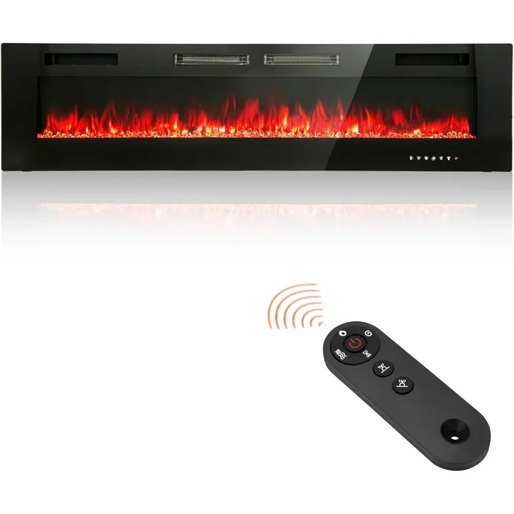 72" Electric Fireplace Indoor Wall Mounted & Recessed Fireplace Heater with Remote Control & Touch Screen,Timer, Fire Place 3