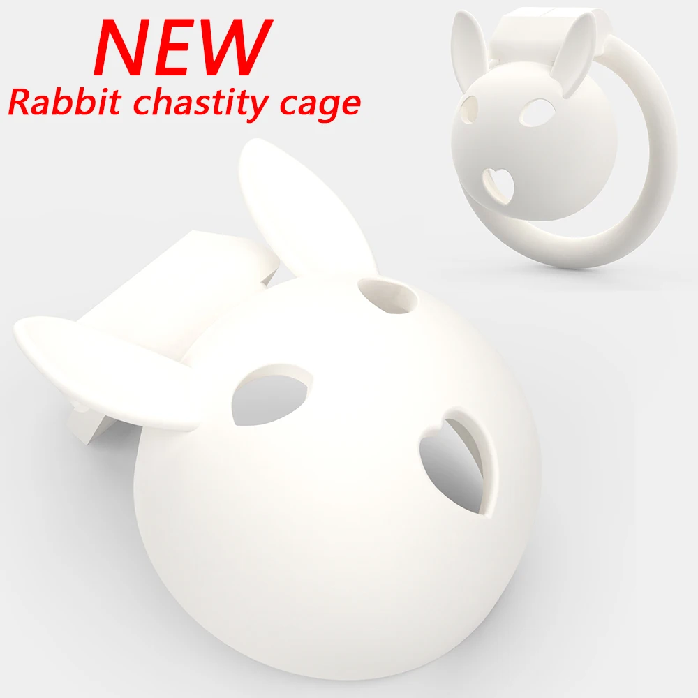 Male Chastity Cage Sex Toys Sissy Female Male Beginner Bunny Chastity Device with Four Size Penis Ring 18+ penis chastity cage chastity lock sex toy chastity cage accessory penis cock ring