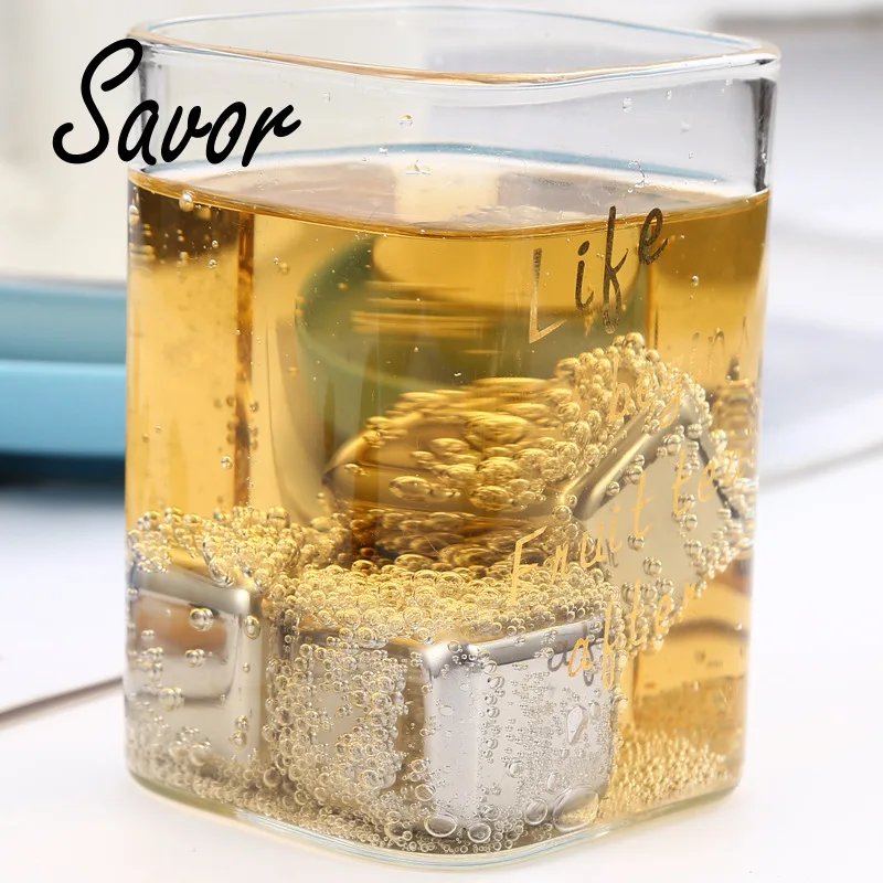 8PCS Reusable Wine Food Grade Cocktails Whiskey Stones Stainless Steel Ice Cubes Quick-Freeze Bourbonor Drink Bar Accessories