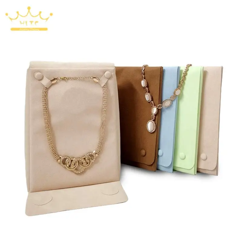 

Microfiber Jewelry Display Pouch Pearl Neckalce Organizer Chain Storage Bag for Exhibition Green Blue Brown Available
