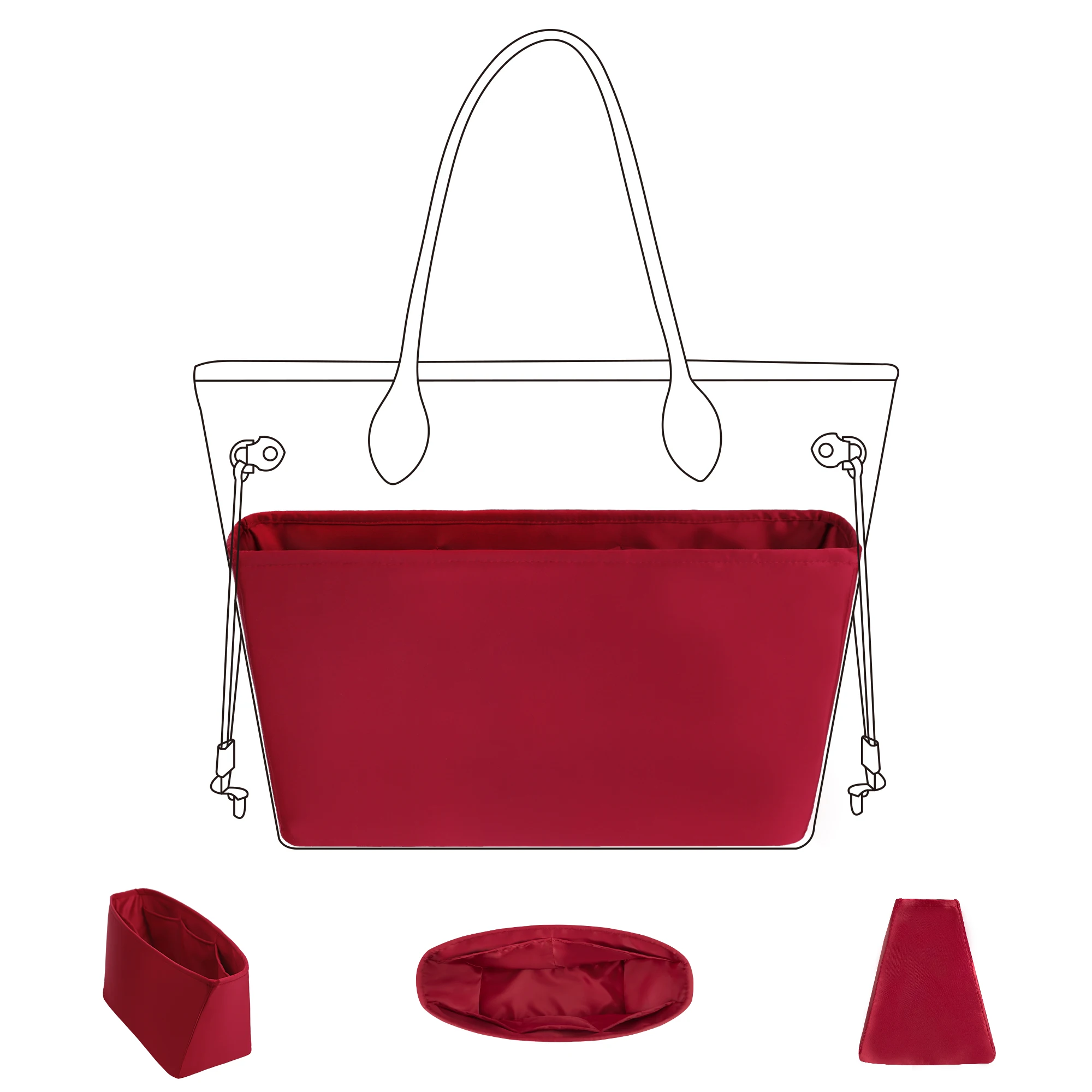 Satin Pillow Luxury Bag Shaper in Burgundy For Louis Vuitton's Onthego MM  and Onthego GM