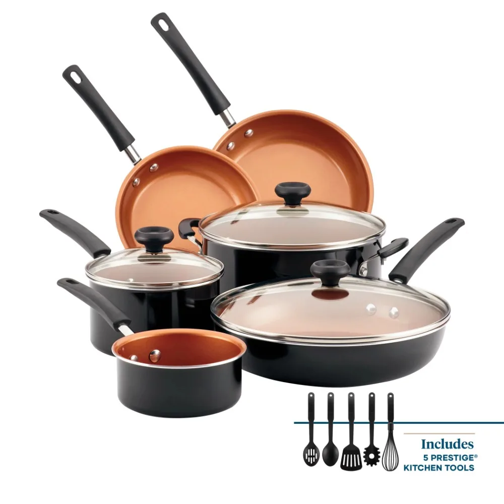 

Kitchen Cookware Set, Easy Clean, Pro Ceramic, Nonstick Pots and Pans Set, Cooking Utensils, Free Shipping, 14 Pcs