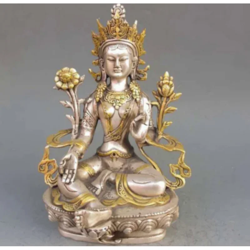 

8.86 inch/Tibet Silver Copper Gilt Tibetan Buddhism Statue -- White Tara Buddha