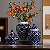 Blue Background Celadon Vase Flower Vase French Living Room Entrance Coffee Table Wine Cooler Study New Chinese Style Ornaments 1