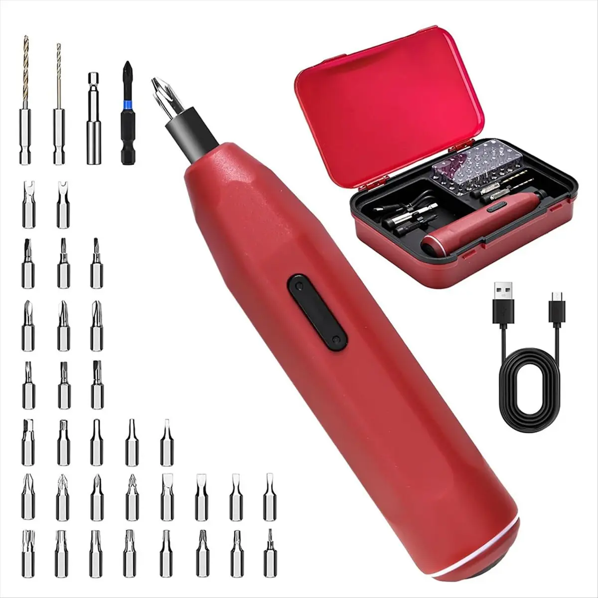 전동 드라이버, 3.6V 무선 전동 드라이버, 무선 드릴, 32-in-1 S2-스틸 비트, 최대 8 N.M, 1500mAh 800회 사용 가능