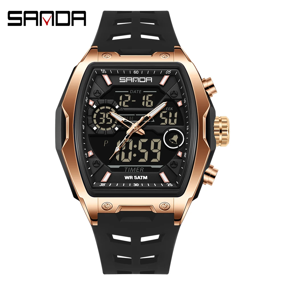 SANDA Dual Display Sports Chronograph LED Analog-Digital Military Watch