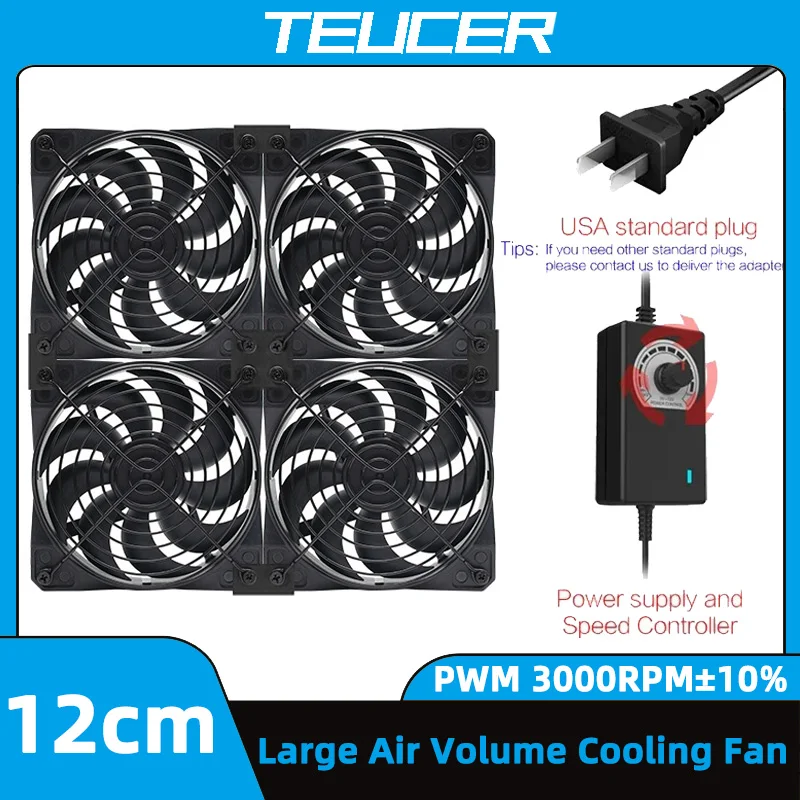 Teucer-ventilador com Controlador 120 Milímetros 3000rpm 12v 220v Btc Máquina de Mineração Chassis Exaustor Workstation Gabinete Servidor Fan