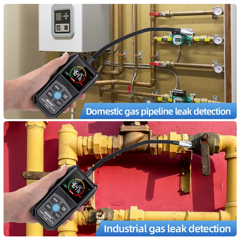 Mestek Gas Analyzer Gas Leak Detector lpg ch4 Sound Screen Alarm LCD Display Combustible Flammable Natural Methane Detector For Gas Leak Detector Gas Detector