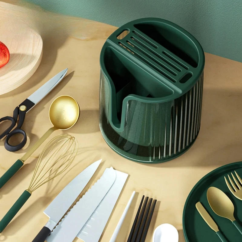 Light Luxury 360 Degree Rotating Knife Holder Kitchen Storage Tool Storage Rack Chopsticks Spoon Storage Rack 3