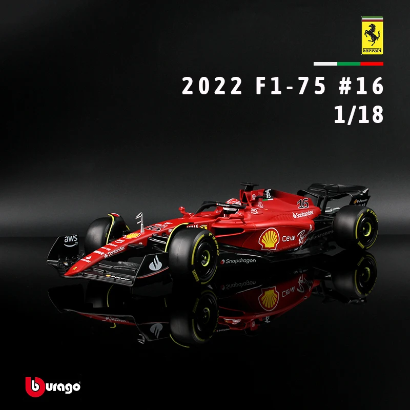 Bburago 1:18 F1 Ferrari 2022 Ultimo F1-75 N. 16 Simulazione In Lega Stampo Per Auto Processo Di Pressofusione Decorazione Collezione Giocattoli