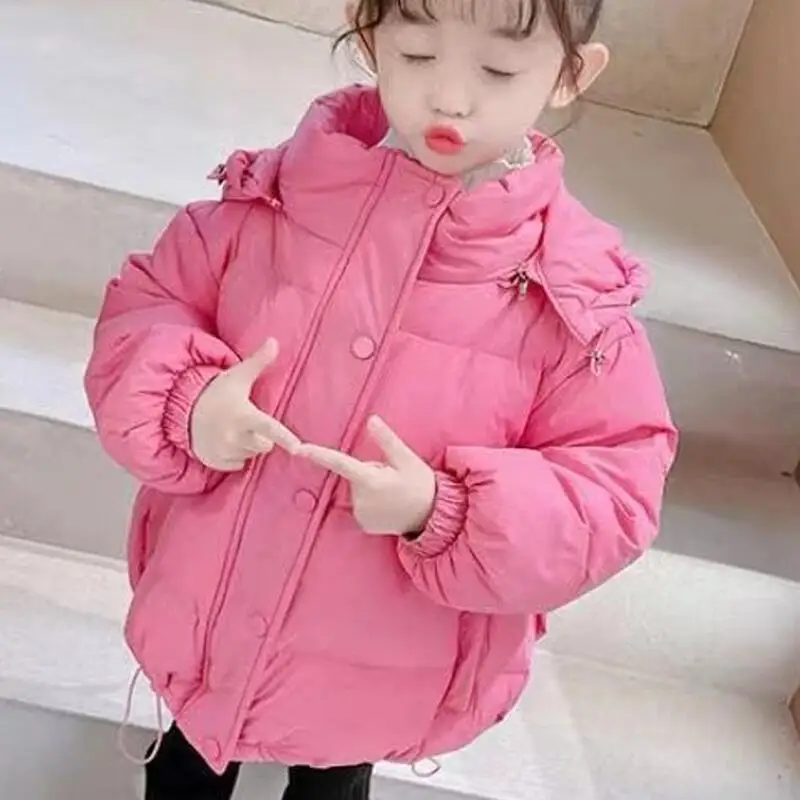 어린이 겨울 면 패딩 재킷 소녀 가을 두꺼운 코트 긴 소매 따뜻한 유지 카와이 귀여운 패션 새로운 스타일 캐주얼 의류