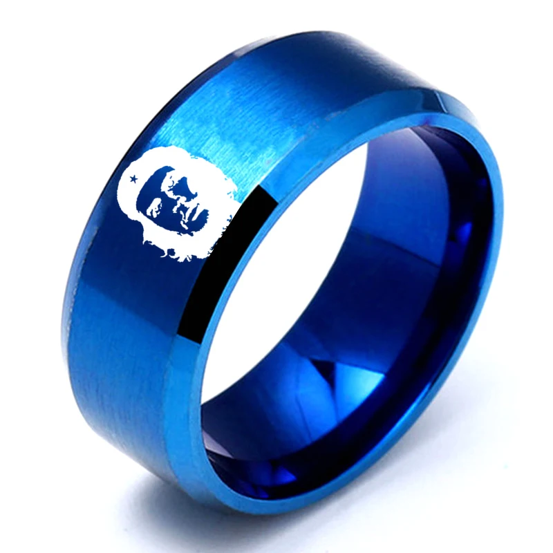 8MM Never Fade Stainless Steel Casual Party Ring  Four-color Rings Double Che Guevara Fashion Ring Boys Gift 5