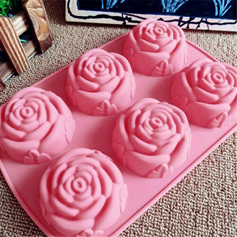 Silicone 6-Hole Flower Rose 3D Baking Mold