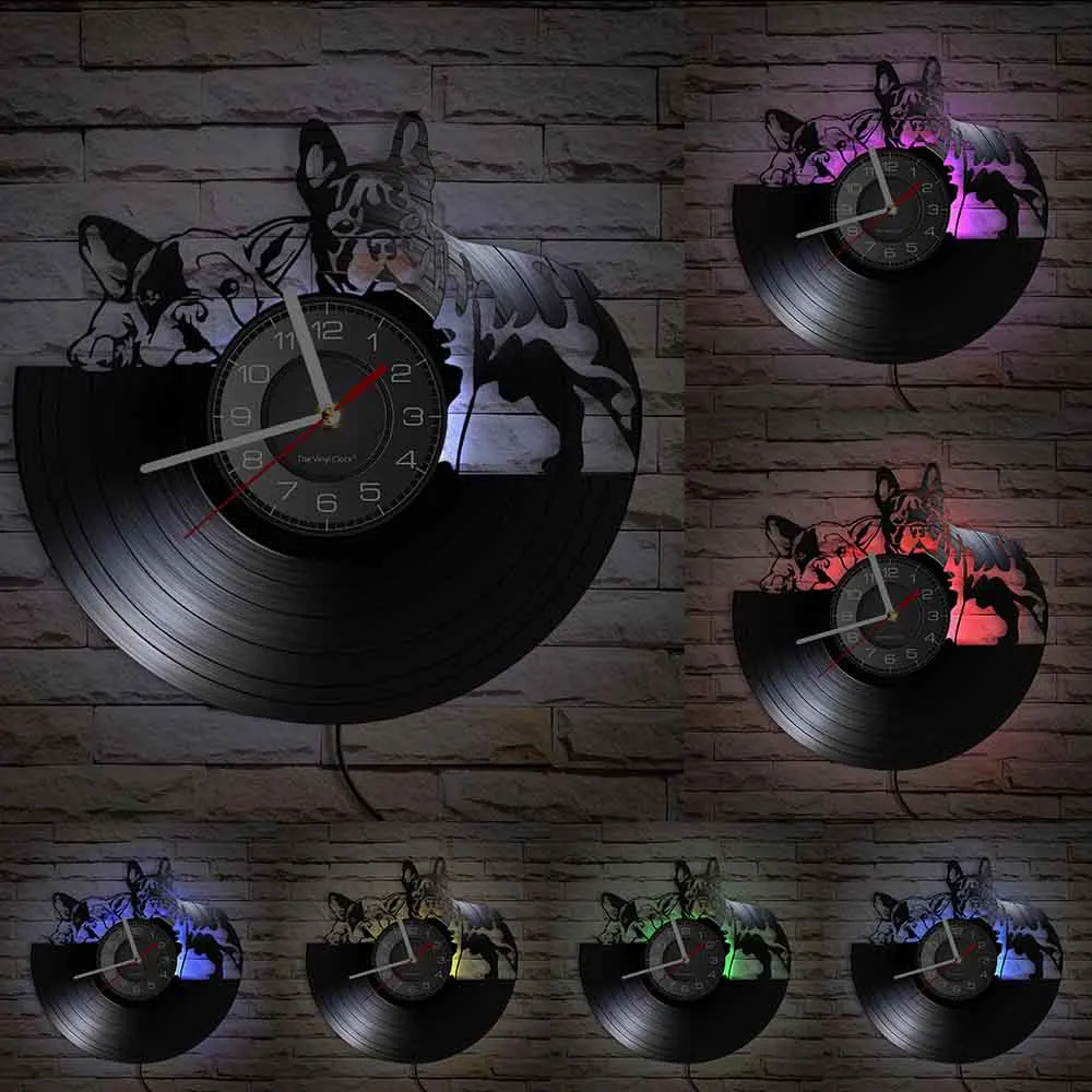 French Bulldog Couple Wall Art Home Decor Wall Clock Made Of Vinyl Record Modern Puppy Dog Wall Clock Dog Breed Dog Owners Gift French Bulldog Couple Wall Art Home Decor Wall Clock Made Of Vinyl Record Modern Puppy Dog Wall Clock Dog Breed Dog Owners Gift